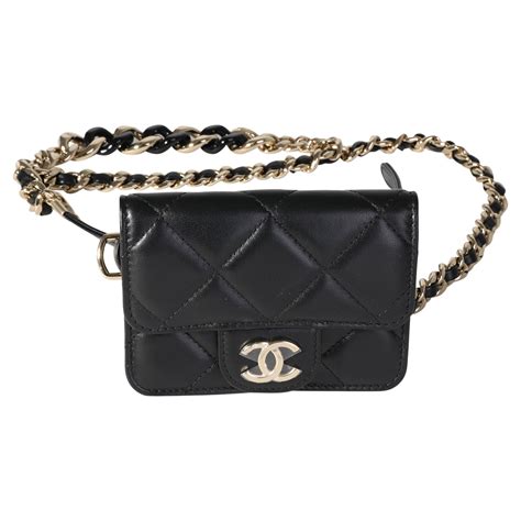 chanel black quilted lambskin belt bag|chanel small lambskin evening bag.